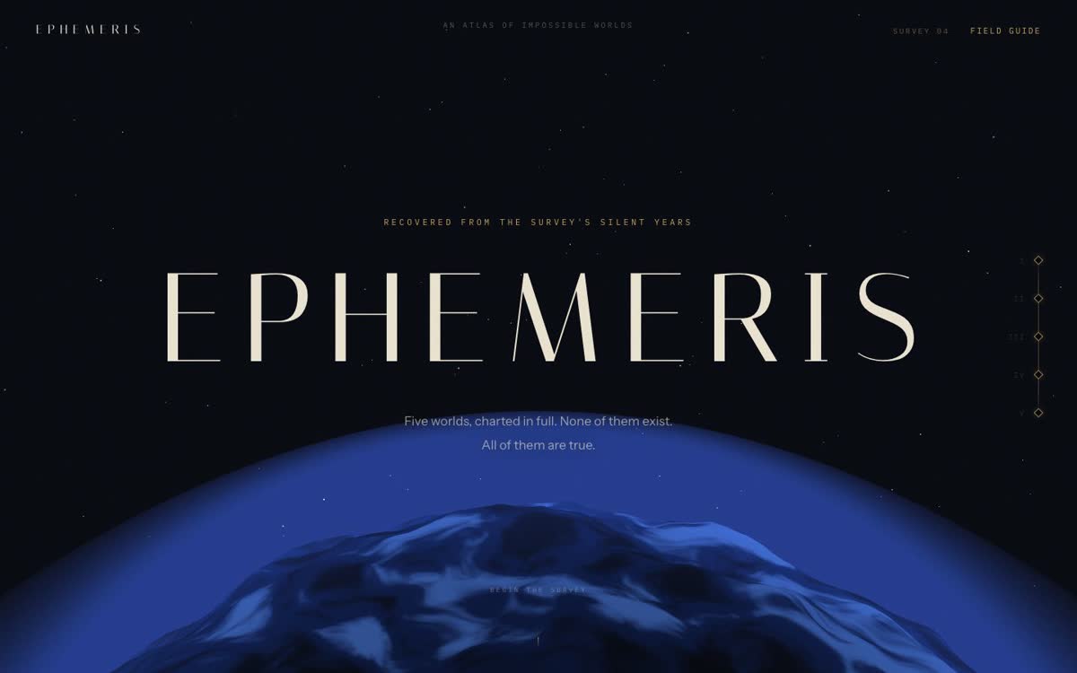EPHEMERIS — procedural planet atlas hero